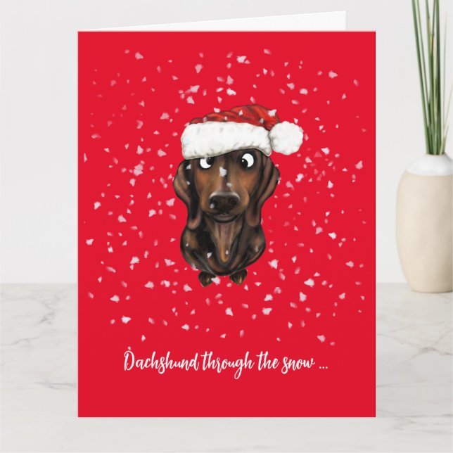 Dachshund, Sausage Dog Christmas Card (Front)