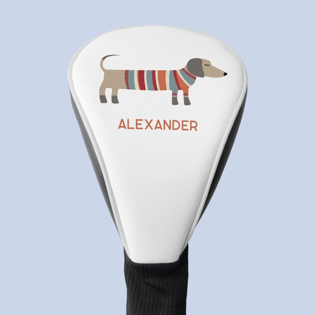 Dachshund Sausage Dog Custom Name Personalized Golf Head Cover (Dachshund Wiener Sausage Dog personalized custom name golf head cover)
