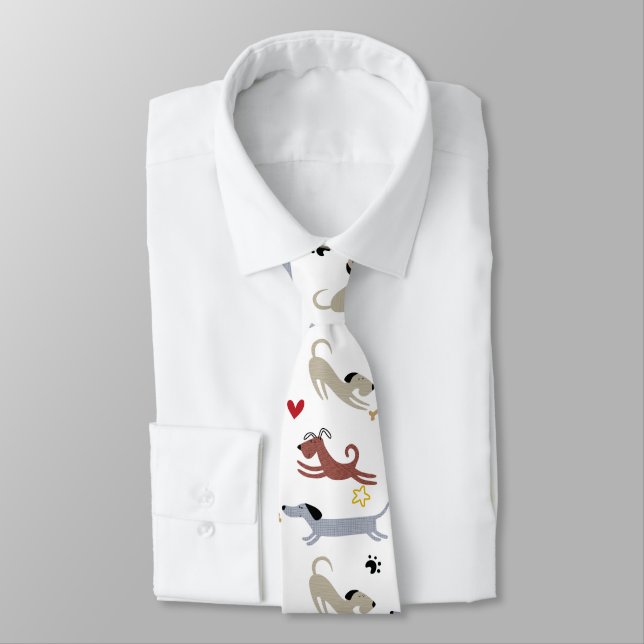 Dachshund Sausage Dog Cute Doxie Dad Gift Neck Tie (Tied)