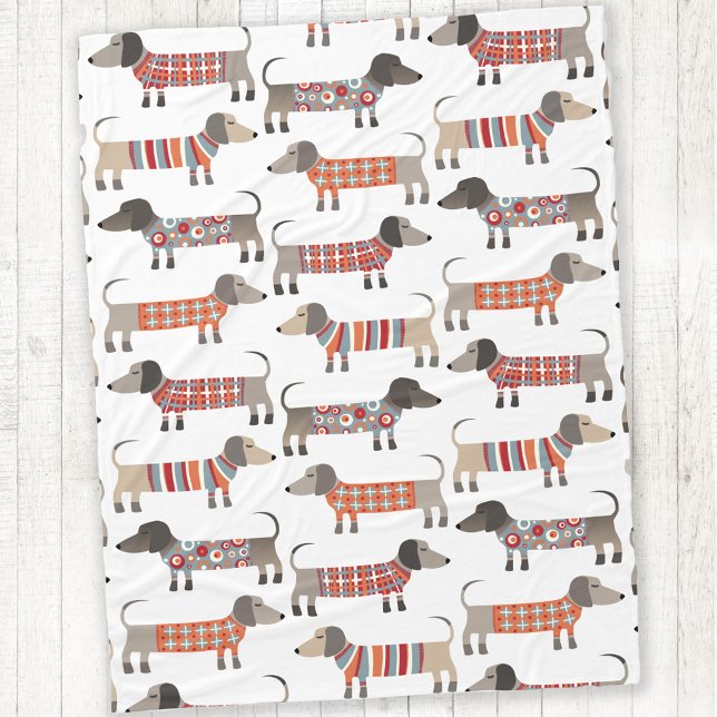 Dachshund Sausage Dog Fleece Blanket (Dachshund Wiener Sausage Dog fleece blanket)