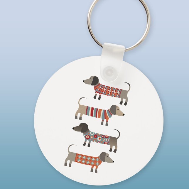 Dachshund Sausage Dog Keychain (Dachshund Wiener Sausage Dog fun keyring keychain)