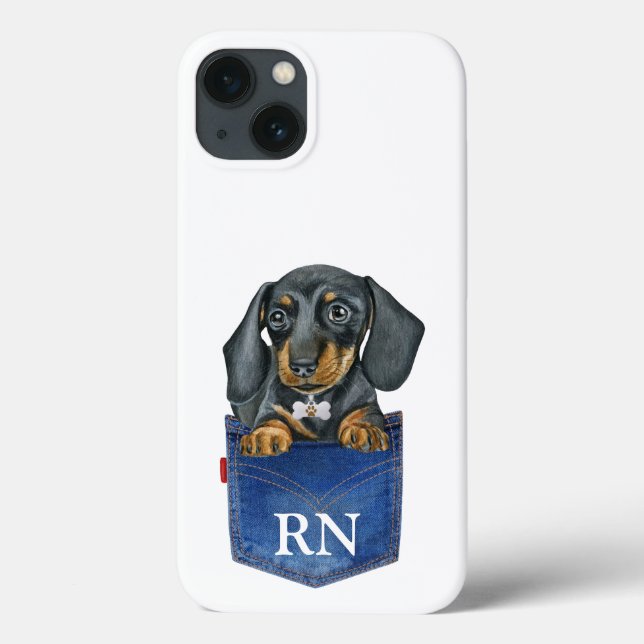 Dachshund Sausage Dog Monogram Case-Mate Case (Back)