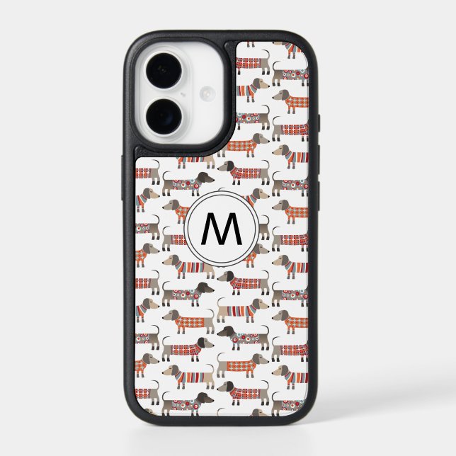 Dachshund Sausage Dog Monogram Initial Otterbox iPhone Case (Back)