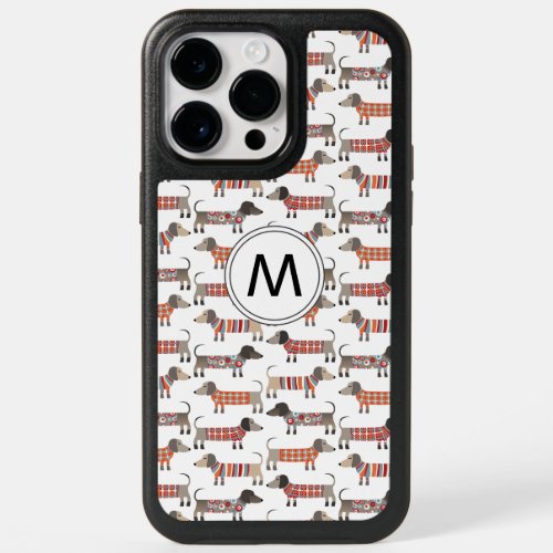 Dachshund Sausage Dog Monogram Initial OtterBox iPhone 14 Pro Max Case