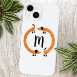 Dachshund Sausage Dog Monogram iPhone Case<br><div class="desc">Cute and funny dachshund,  sausage dogs or wiener dogs in perpetual motion.
A fun and unique monogram case to make you smile.
Customize by changing or removing the initial.</div>