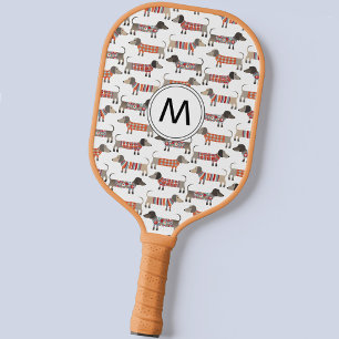 Dachshund Sausage Dog Monogram Pickleball Paddle