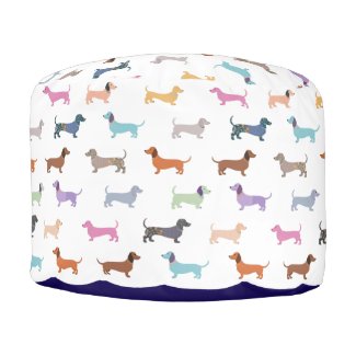 Dachshund Sausage Dog Multicolor Pattern Round