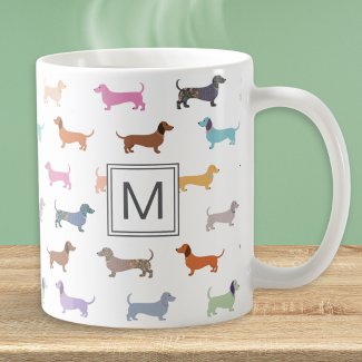 Dachshund Sausage Dog Multicolor Patterned Coffee Mug