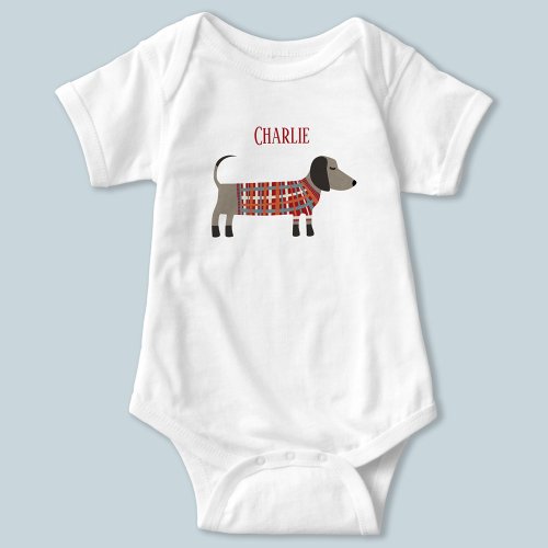 Dachshund Sausage Dog Name T_Shirt Baby Bodysuit