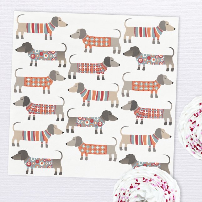 Dachshund Sausage Dog Napkins (Fun Dachshund Wiener Sausage dog party paper napkins)