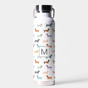 Dachshund Sausage Dog Pattern Cute Monogrammed Water Bottle