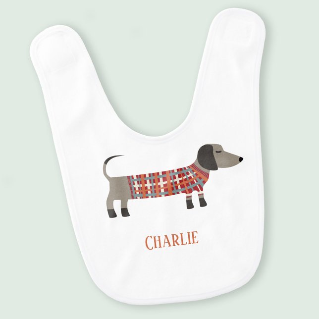 Dachshund Sausage Dog Personalized Baby Bib (Creator Uploaded)
