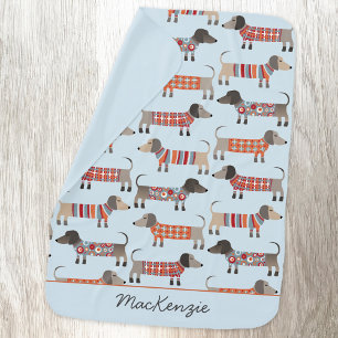 Dachshund Sausage Dog Personalized Baby Blanket