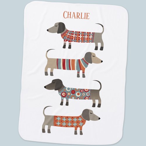 Dachshund Sausage Dog Personalized Baby Blanket