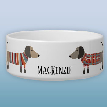 Dachshund Sausage Dog Personalized Dog Bowl by Squirrell at Zazzle