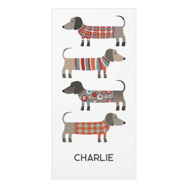 Dachshund Sausage Dog Personalized Door Sign (Classic Front Vert)
