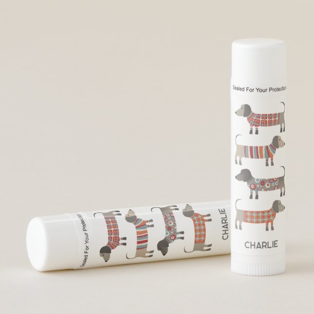 Dachshund Sausage Dog Personalized Lip Balm (Front)