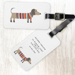 Dachshund Sausage Dog Personalized Luggage Tag<br><div class="desc">Cute little Dachshund sausage or wiener dog in woolly knitwear. Perfect for dog lovers everywhere. Change the contact details on the back to personalize.</div>