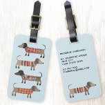 Dachshund Sausage Dog Personalized Luggage Tag<br><div class="desc">Cute little Dachshund sausage or wiener dogs in woolly knitwear. Perfect for dog lovers and dog walkers.  Original art by Nic Squirrell.  Change the contact details on the back.</div>