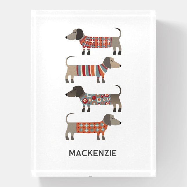 Dachshund Sausage Dog Personalized Paperweight (Vertical)