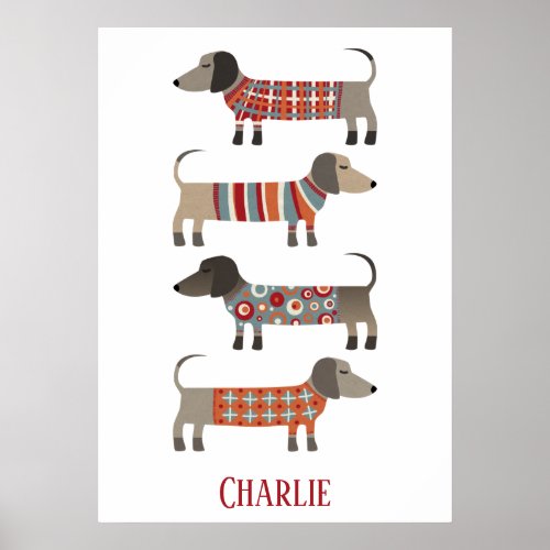 Dachshund Sausage Dog Personalized Poster