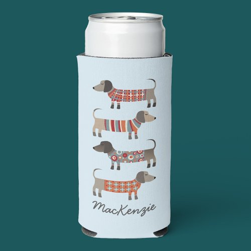 Dachshund Sausage Dog Personalized Seltzer Can Cooler