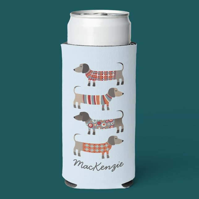 Dachshund Sausage Dog Personalized Seltzer Can Cooler (Creator Uploaded)