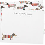 Dachshund Sausage Dog Personalized Stationery<br><div class="desc">Cute little Dachshund sausage or wiener dog in fun striped knitwear. Perfect for dog lovers.  Change the name to customize.  Original art by Nic Squirrell.</div>