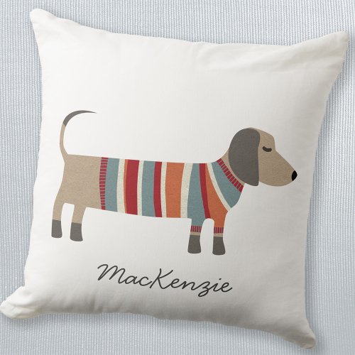 Dachshund Sausage Dog Personalized Throw Pillow