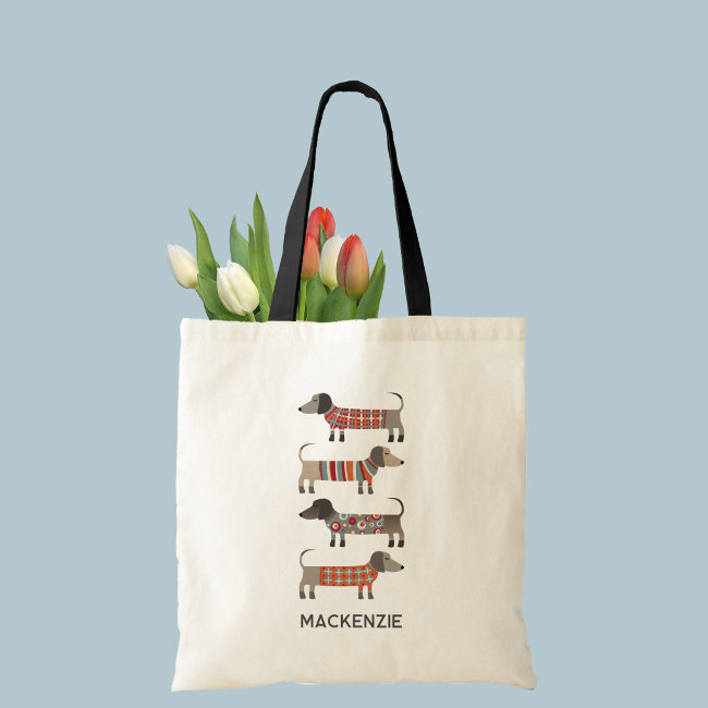 Dachshund Sausage Dog Personalized Tote Bag