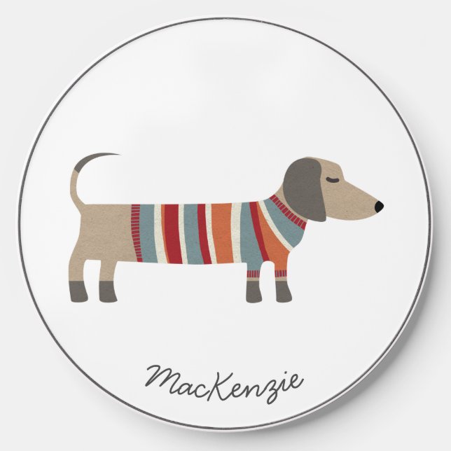 Dachshund Sausage Dog Personalized Wireless Charger (Front)