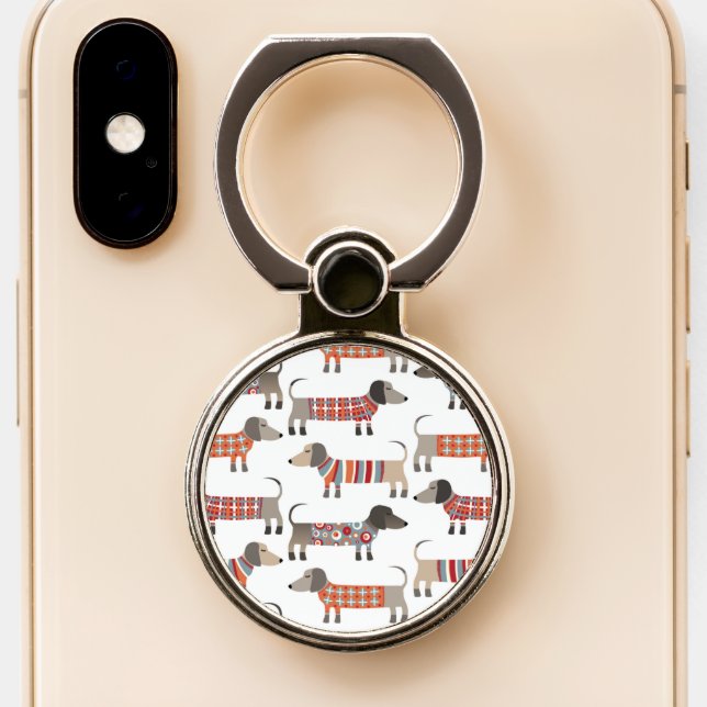 Dachshund Sausage Dog Phone Ring Stand (Close Up)