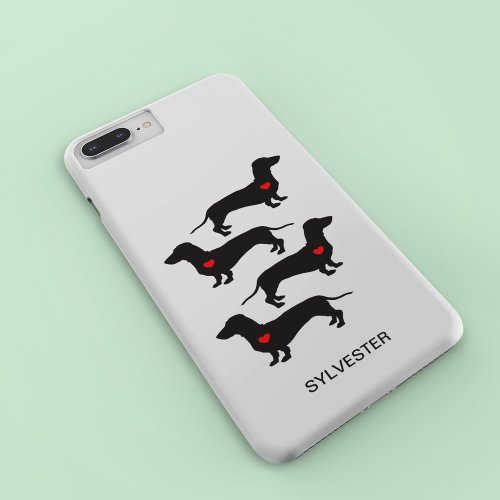 Dachshund Sausage Dog Red Heart Custom Name Case_Mate iPhone 14 Case