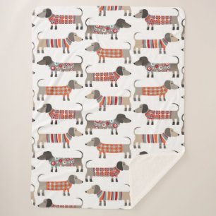 Dachshund Sausage Dog Sherpa Blanket