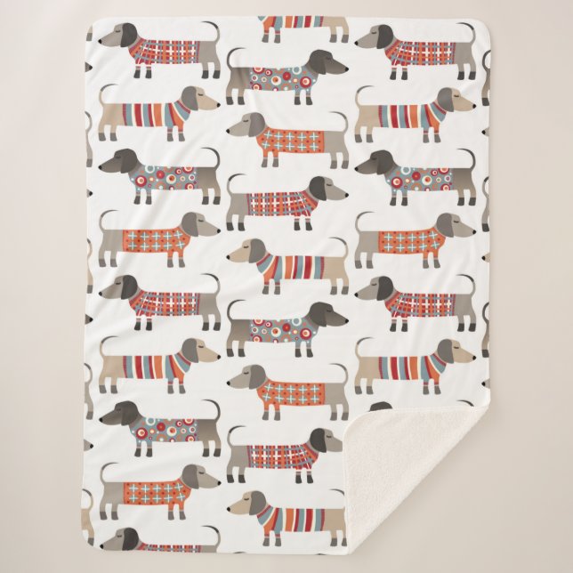 Dachshund Sausage Dog Sherpa Blanket (Front)