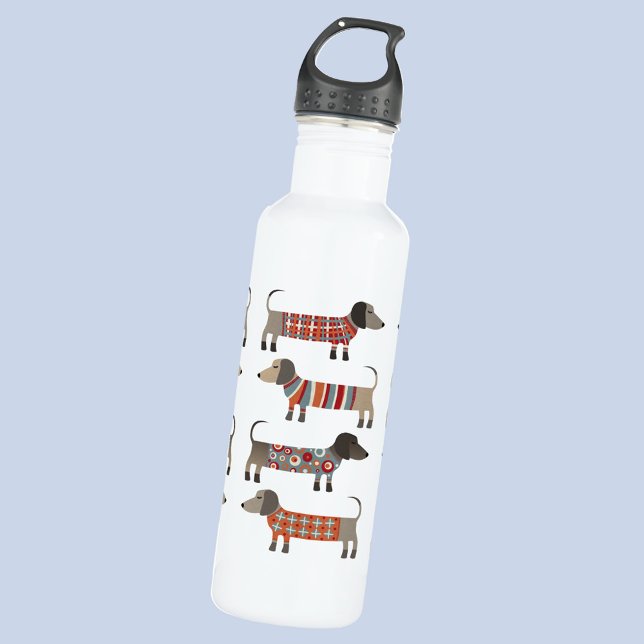Dachshund Sausage Dog Stainless Steel Water Bottle (Fun Dachshund Wiener Sausage Dog stainless steel water bottle for animal lovers)