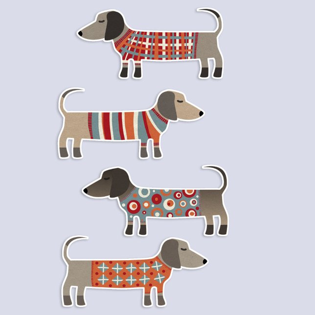 Dachshund Sausage Dog Sticker (Fun Dachshund Wiener Sausage Dog sticker set)