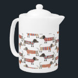Dachshund Sausage Dog Teapot<br><div class="desc">Cute little Dachshund sausage or wiener dogs in woolly knitwear. Perfect for dog lovers and dog walkers.</div>