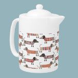 Dachshund Sausage Dog Teapot<br><div class="desc">Cute little Dachshund sausage or wiener dogs in woolly knitwear. Perfect for dog lovers and dog walkers.</div>