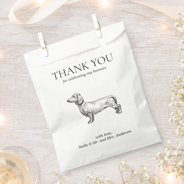 Dachshund Sausage Dog Treat Pet Drawing Favor Bag (Clipped)