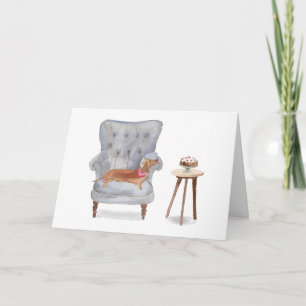 Dachshund Sausage Dog Watercolour Greeting Card
