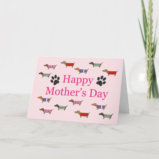 Dachshund Sausage dog Wiener dog cute Mothers day Card (Front)