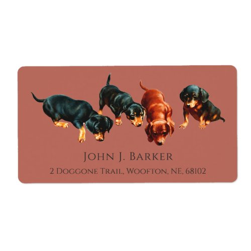 Dachshund Sausage Dog Wiener Puppies Old Rose Label