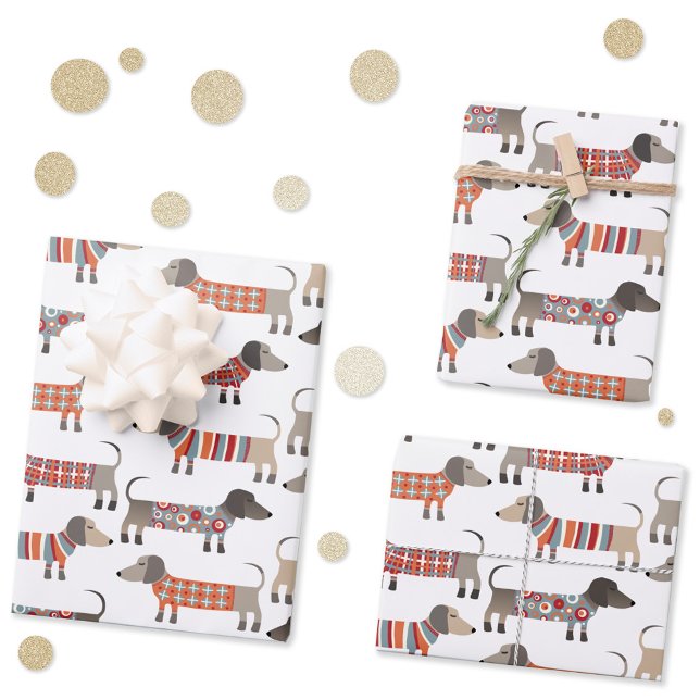 Dachshund Sausage Dog Wrapping Paper Sheets (Fun Dachshund Wiener Sausage dog pattern wrapping paper)
