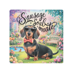 Dachshund Sausage Soulmate Metal Print