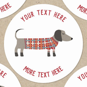 Dachshund Sausage Wiener Dog Custom Text Classic Round Sticker