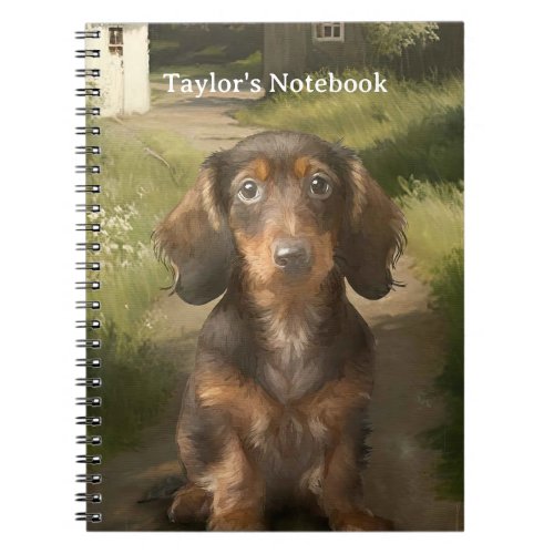 Dachshund School and Office Stationary with Name Notebook