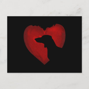 Dachshund shape With vintage Heart Valentine Gift Postcard