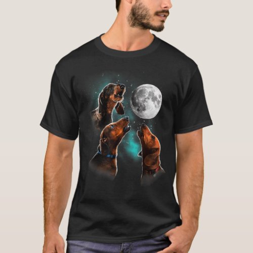 Dachshund Shirt Dachshund Howling At The Moon Wi T_Shirt