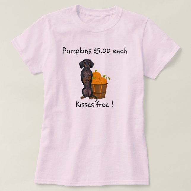 Dachshund Shirt Fall Autumn Pumpkin Wiener Dog (Design Front)